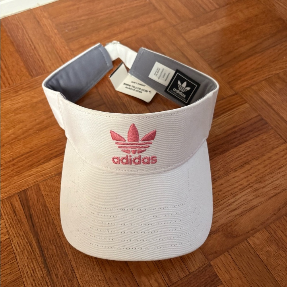 Adidas White and Pink Visor Hat